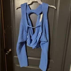 Dance & Marvel Blue Off-the-Shoulder Sweater
